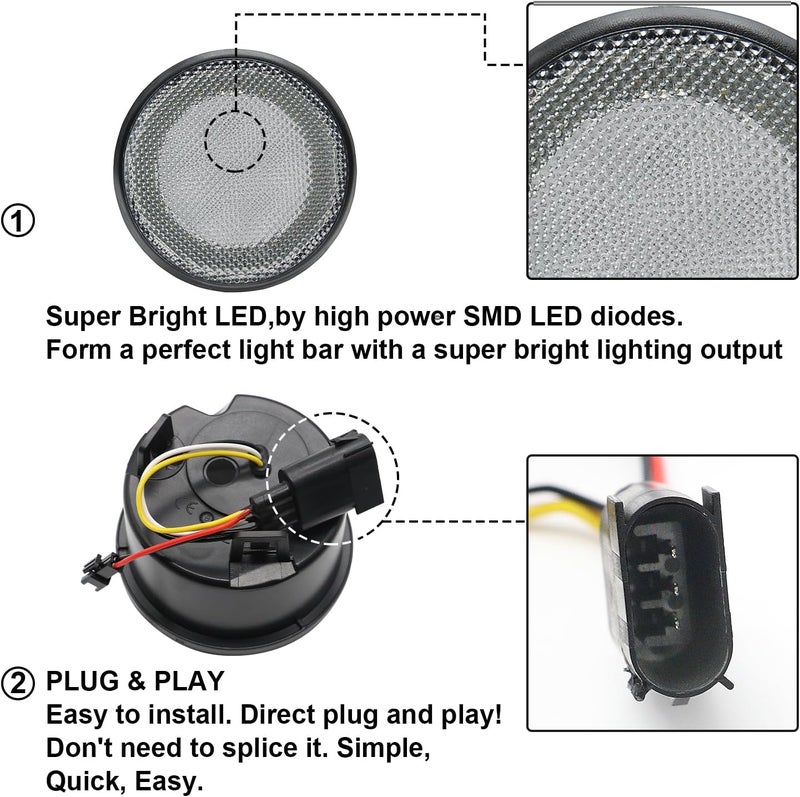 Aexploer LED Turn Signal Lights Compatible with Wrangler JK JKU 2007-2018, White Halo as Daytime Running Lights,Yellow Honycomb LED as Turn Signal 2PCS (Clear Lens) - Image 5